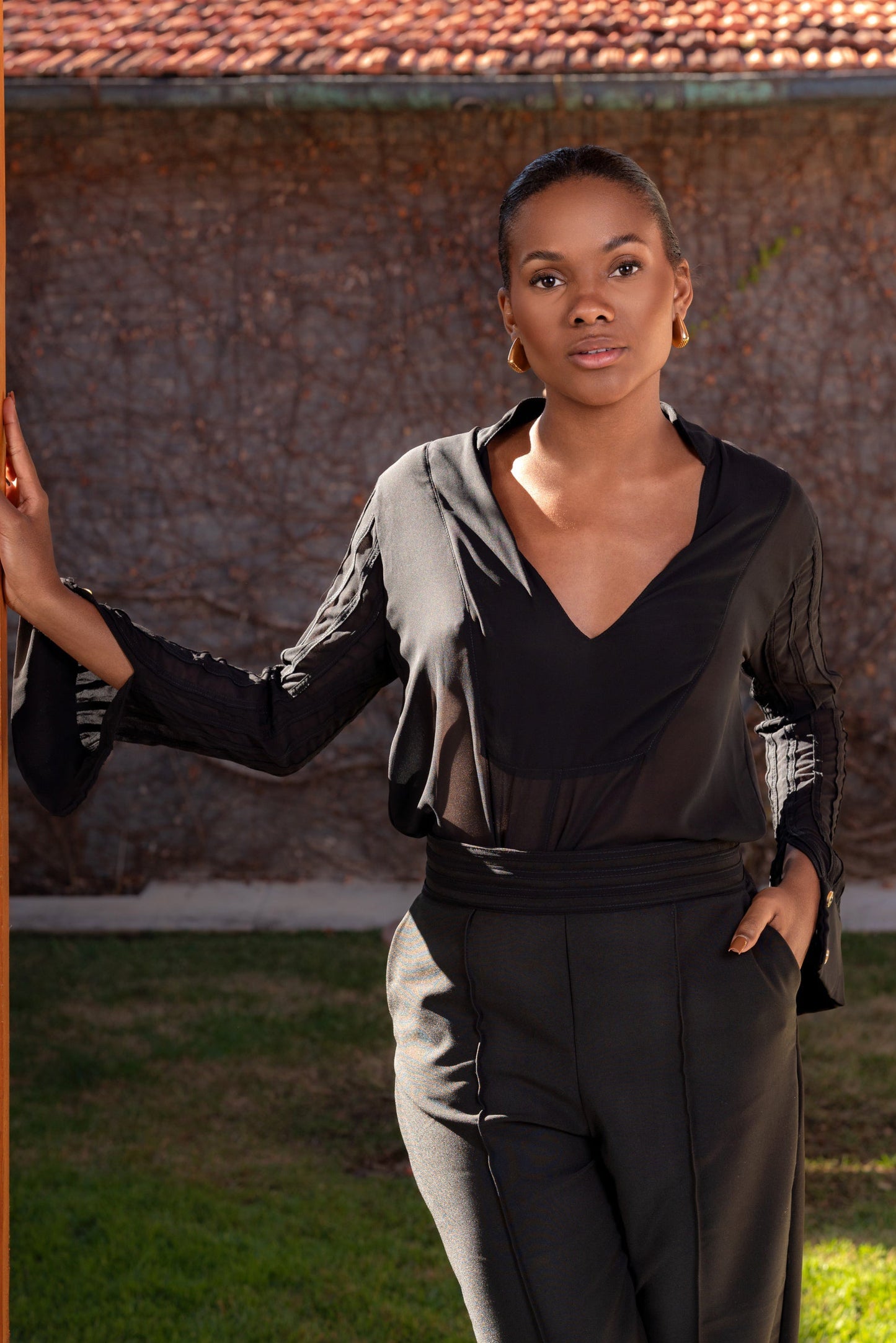 MODENA SHIRT WITH HANDCRAFTED BIAS TRIM - Black
