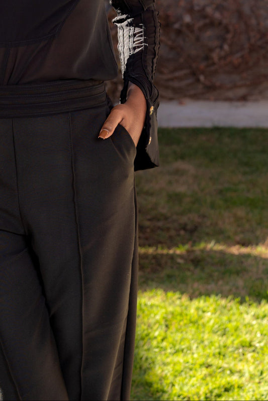 MODENA PANTS WITH HANDCRAFTED BIAS - Black