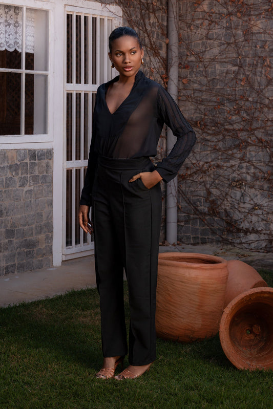 MODENA PANTS WITH HANDCRAFTED BIAS - Black