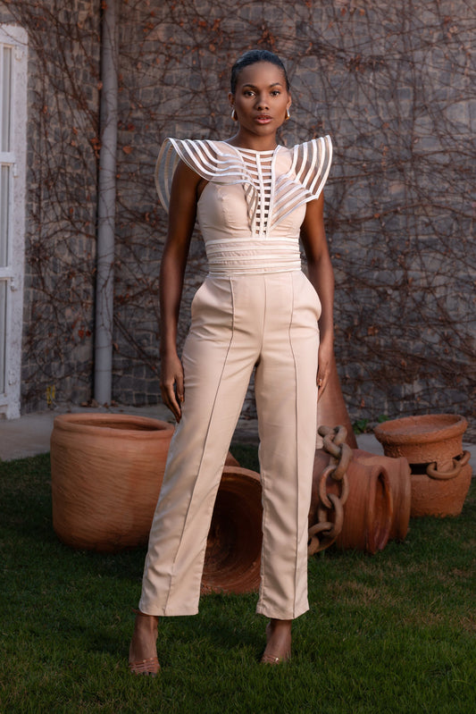 PADOVA JUMPSUIT WITH HANDCRAFTED BIAS - Off White