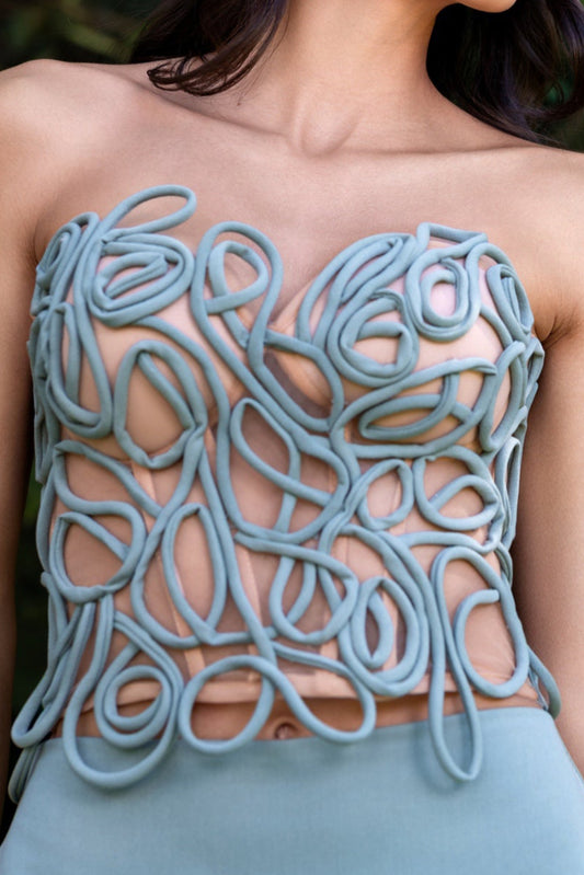 JATOBÁ HANDMADE BIAS CORSET TOP - Serenity Blue