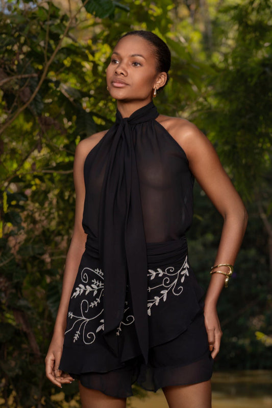 GRAMADO HALTERNECK SHIRT - Black and White