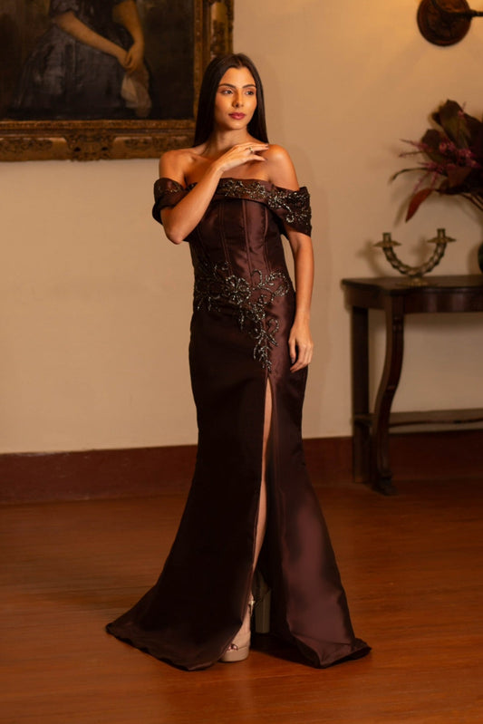 RHODES DRESS - Mocha Mousse