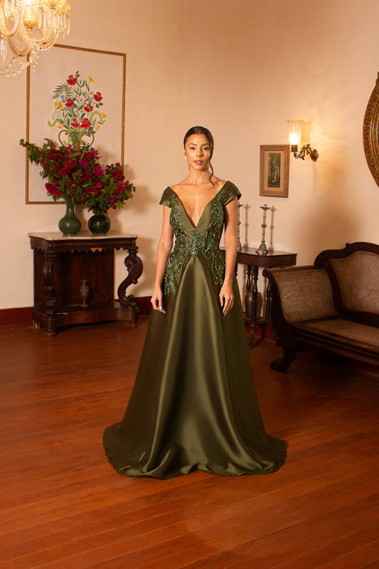 HYÈRES DRESS - Olive Green