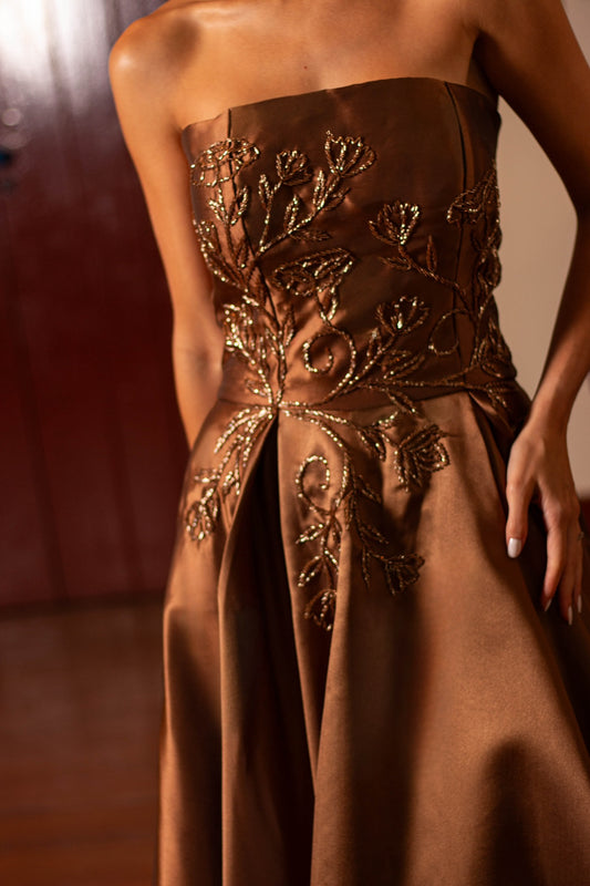 BERGERAC DRESS - Brown