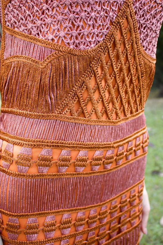 ARAGUAIA CROCHET MIDI DRESS - Rose and Caramel