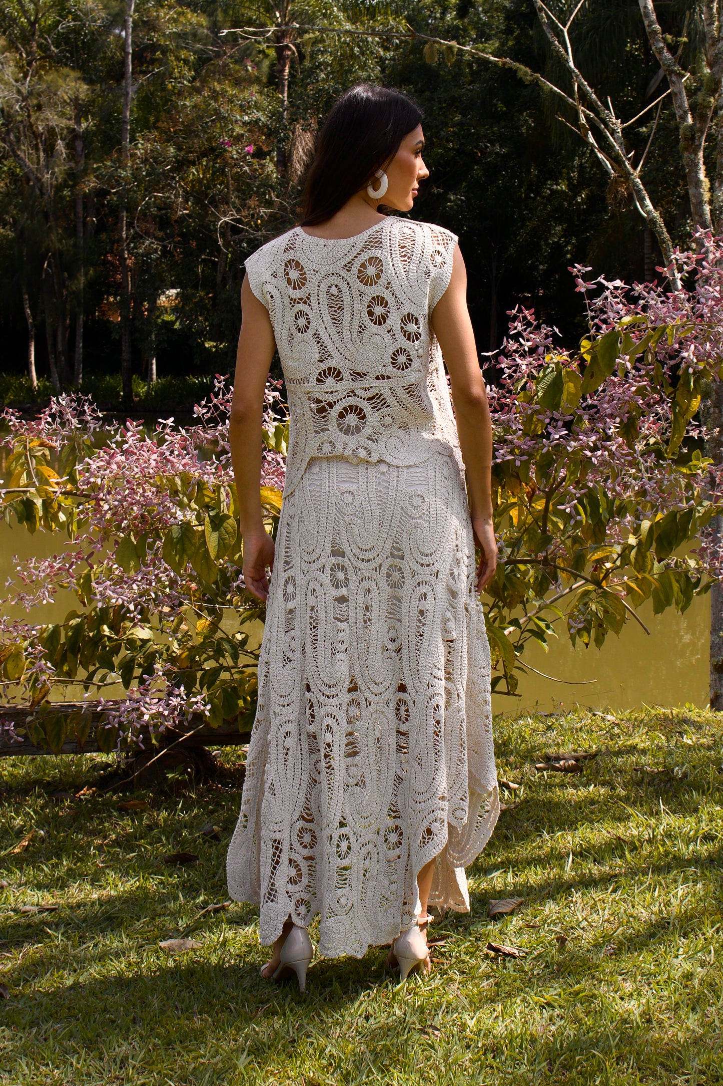 PARU CROCHET MIDI SKIRT - Off White