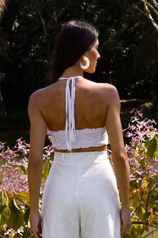VITÓRIA HALTERNECK CROPPED TOP - White