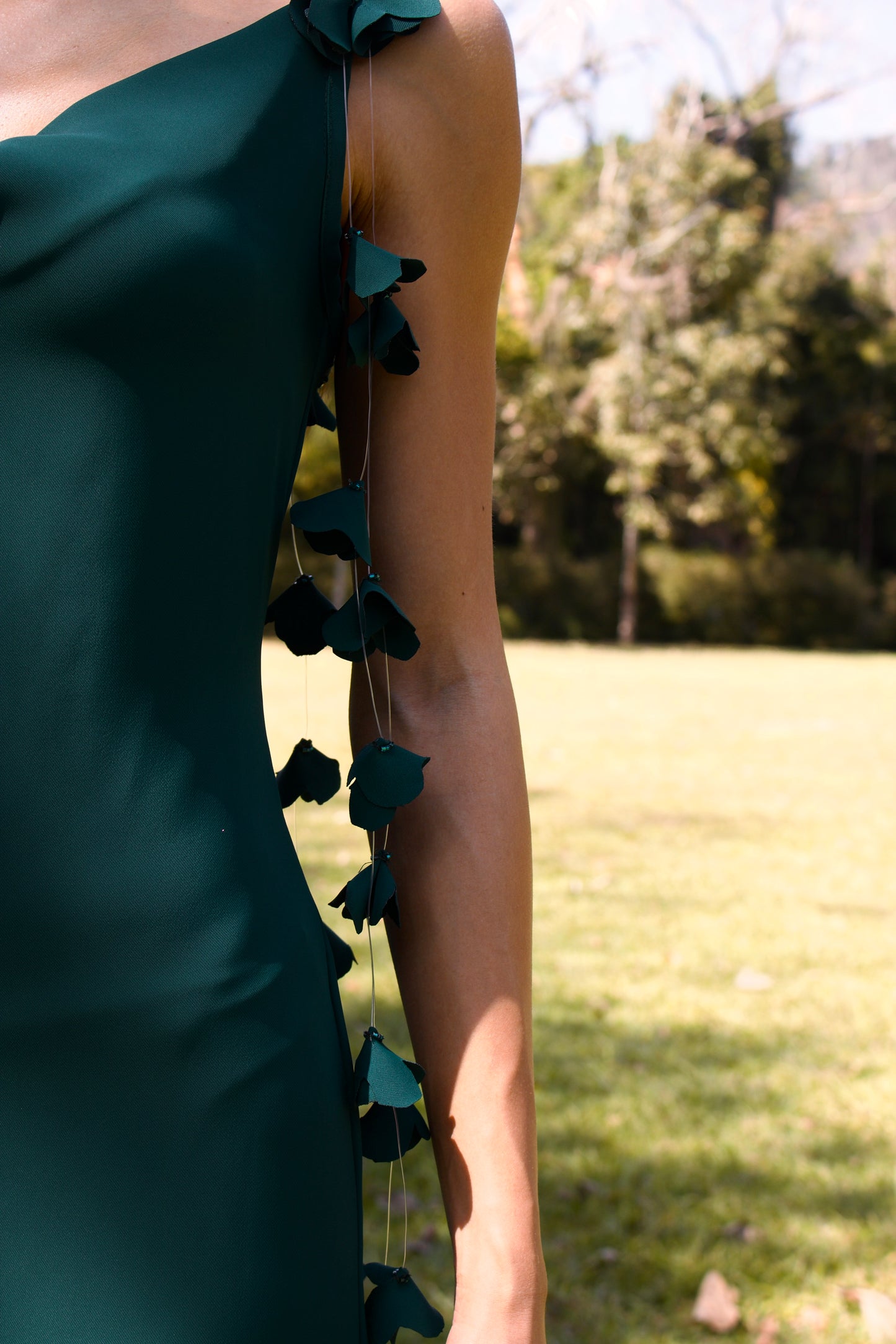 ITAPUÃ MAXI DRESS WITH FLORAL - Emerald Green