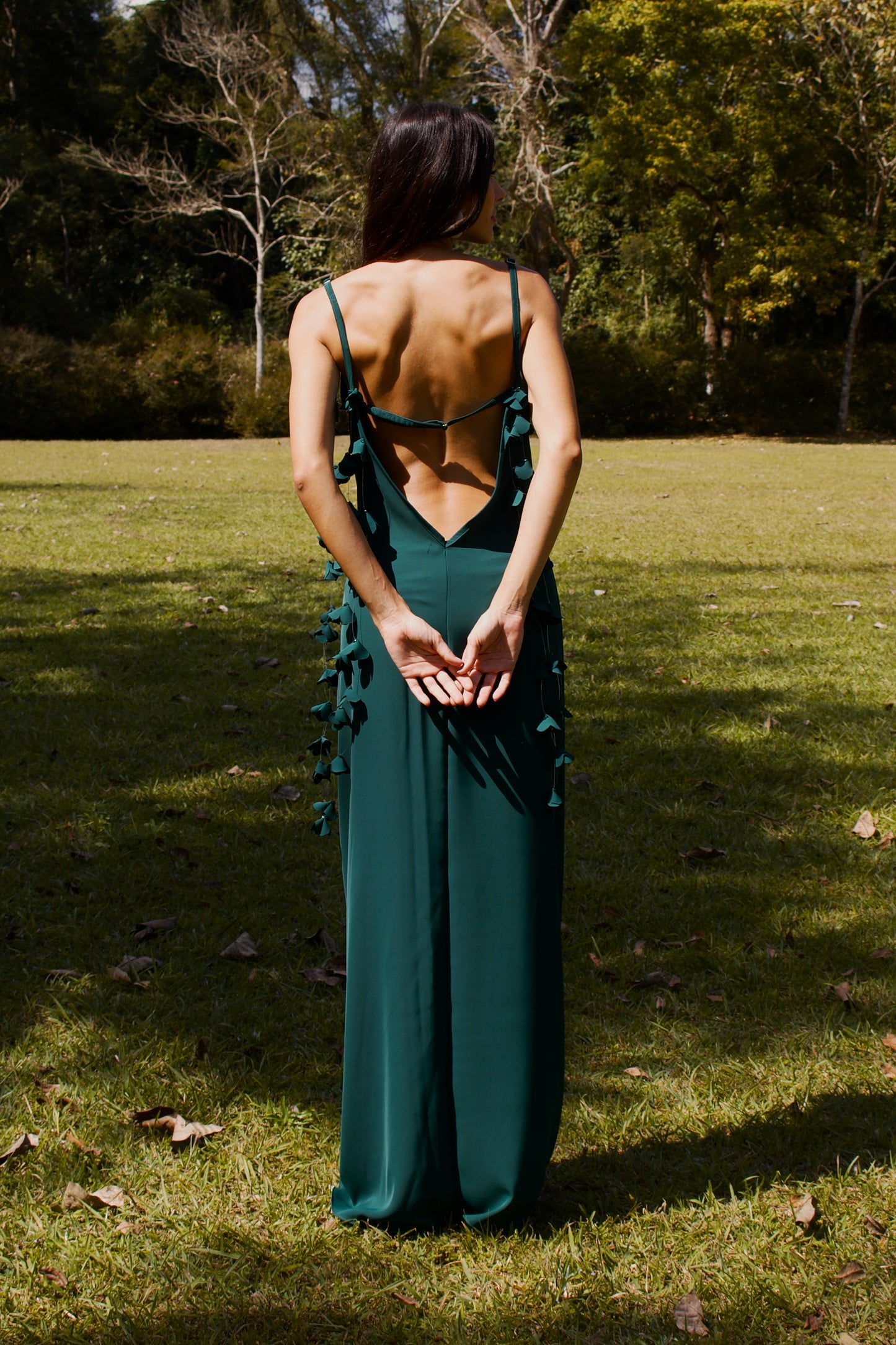 ITAPUÃ MAXI DRESS WITH FLORAL - Emerald Green
