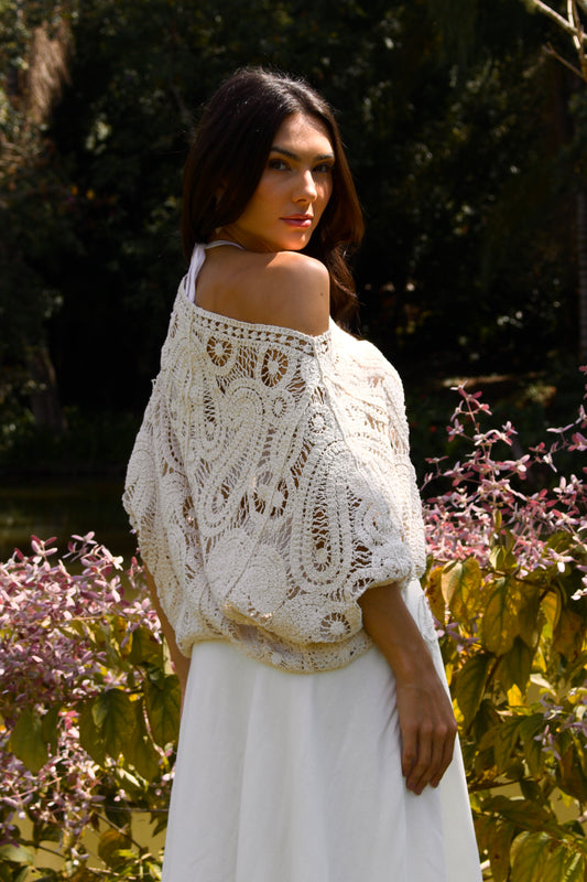 GUARATINGA CROCHET CARDIGAN - Off White