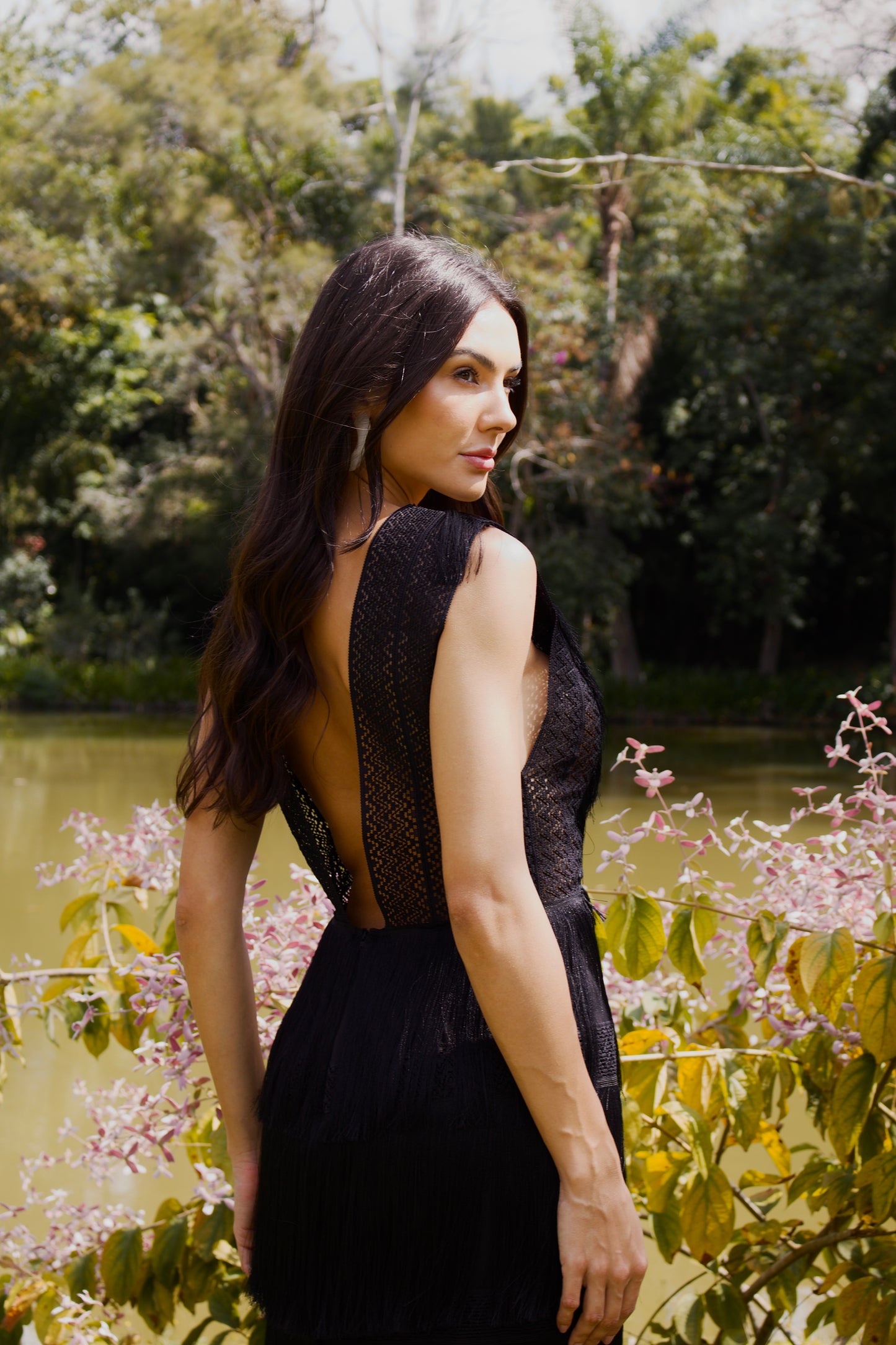 AMAPÁ FRINGE MAXI DRESS - Black