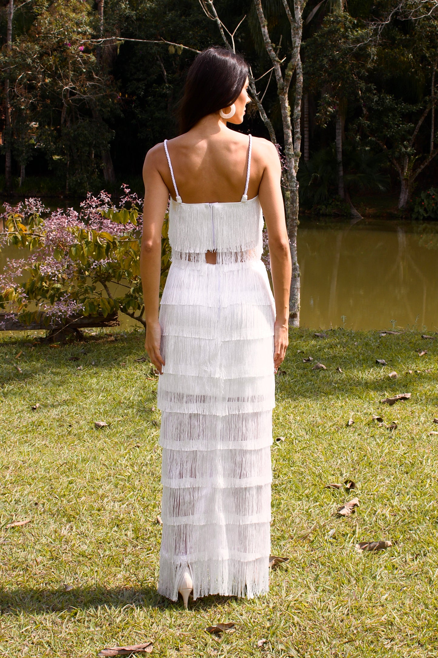 ITAPOÁ FRINGE MAXI SKIRT - White