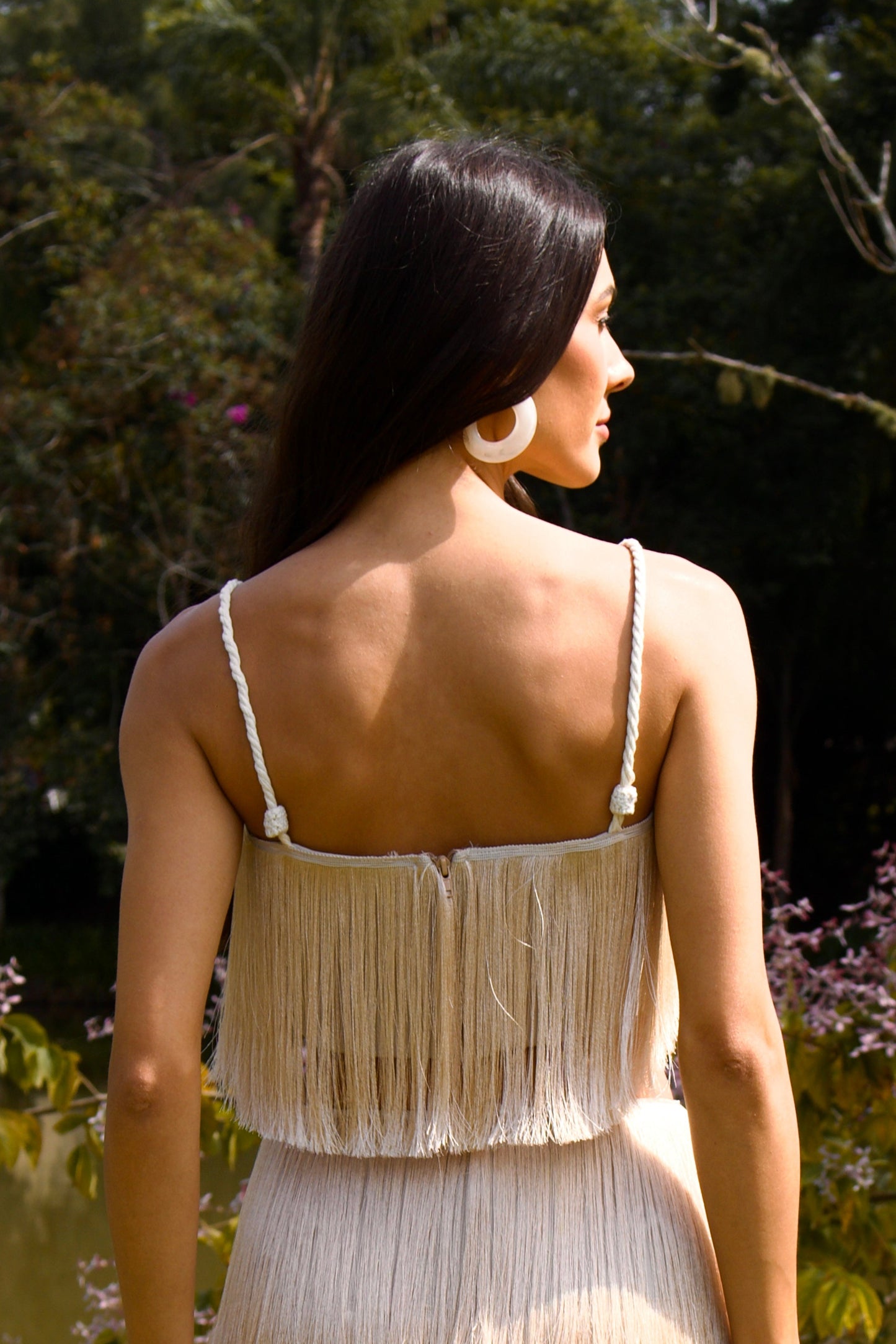 TAIPU FRINGED CROPPED TOP - Off White