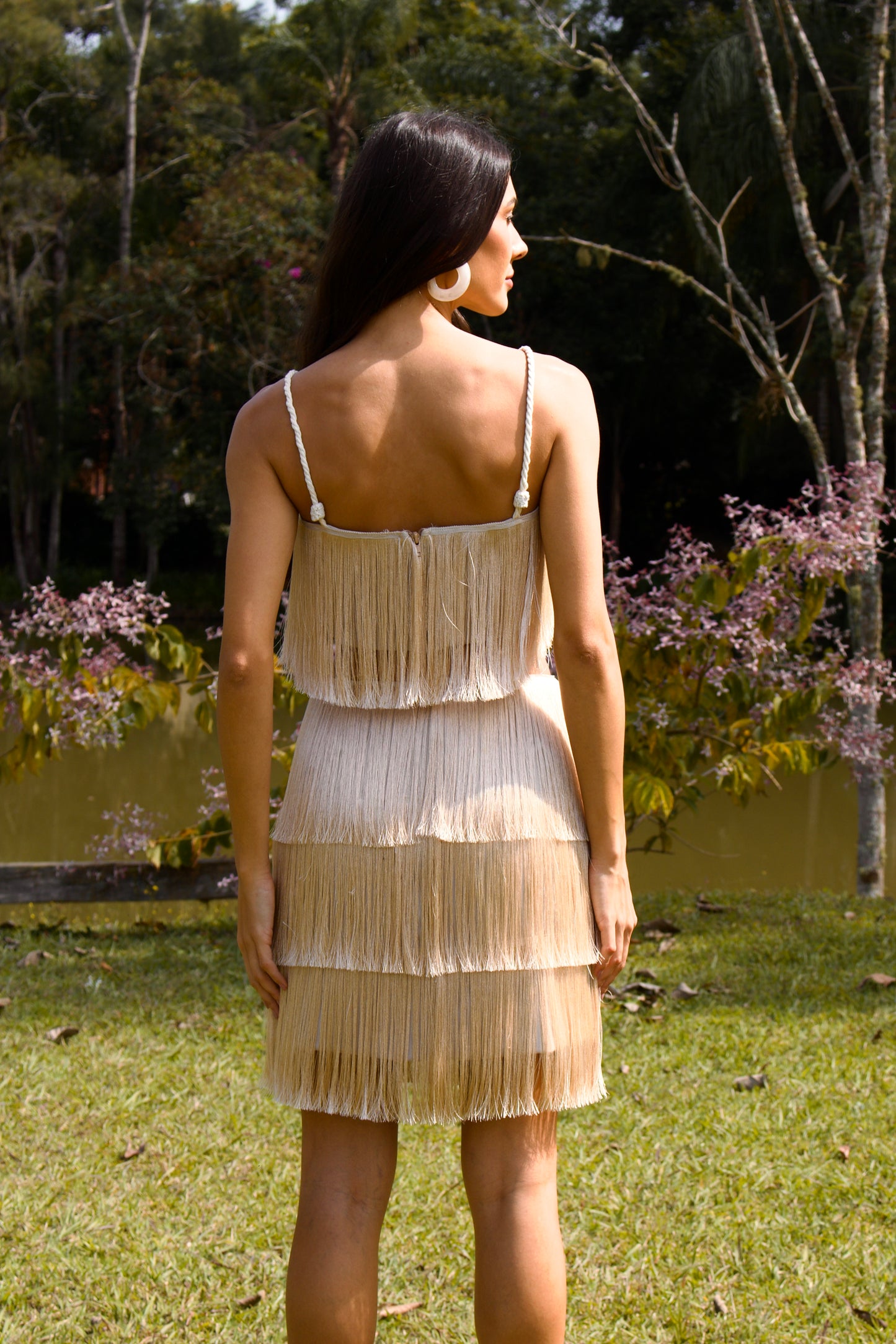 TAIPU FRINGED MINI SKIRT - Off White