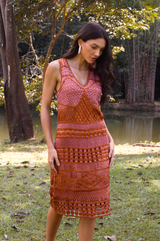 ARAGUAIA CROCHET MIDI DRESS - Rose and Caramel