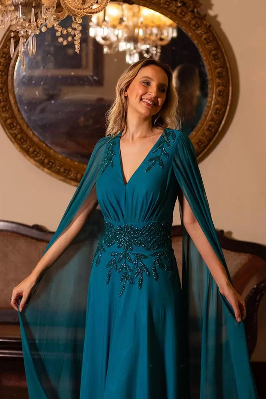 AMIENS DRESS - Petrol Blue