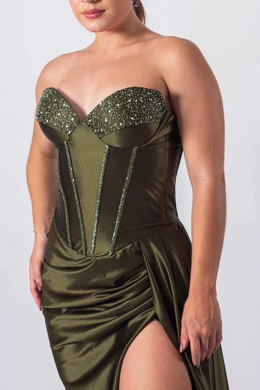 CHERBOURG DRESS - Olive Green