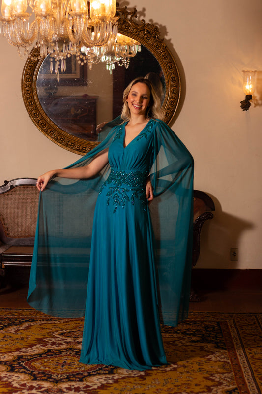 AMIENS DRESS - Petrol Blue