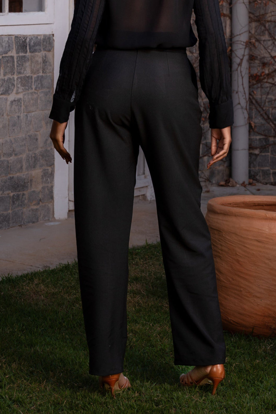 MODENA PANTS WITH HANDCRAFTED BIAS - Black