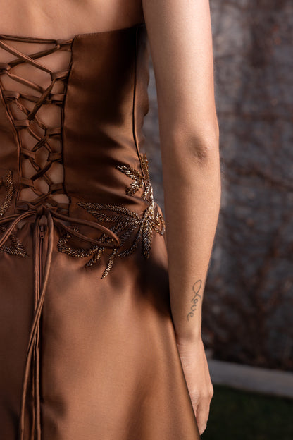 AURILLAC DRESS - Mocha Mousse