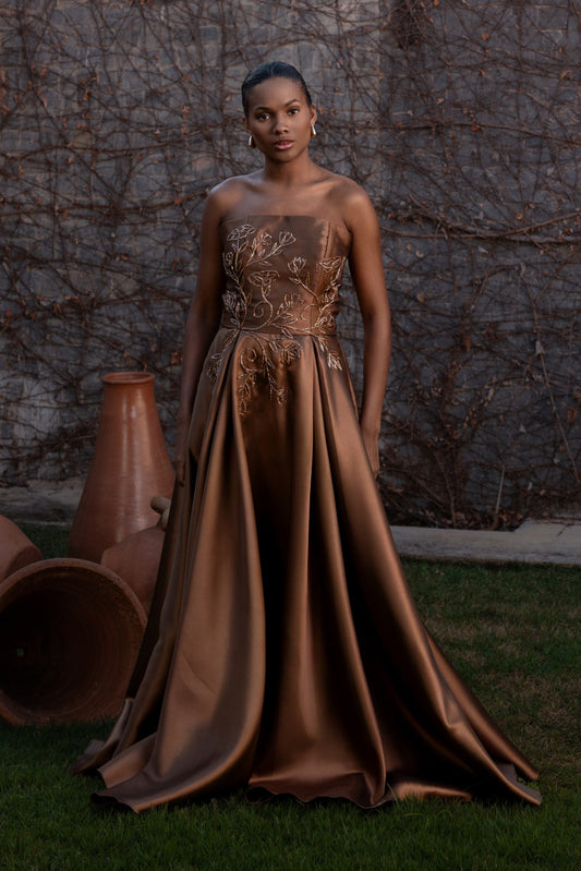 BERGERAC DRESS - Mocha Mousse