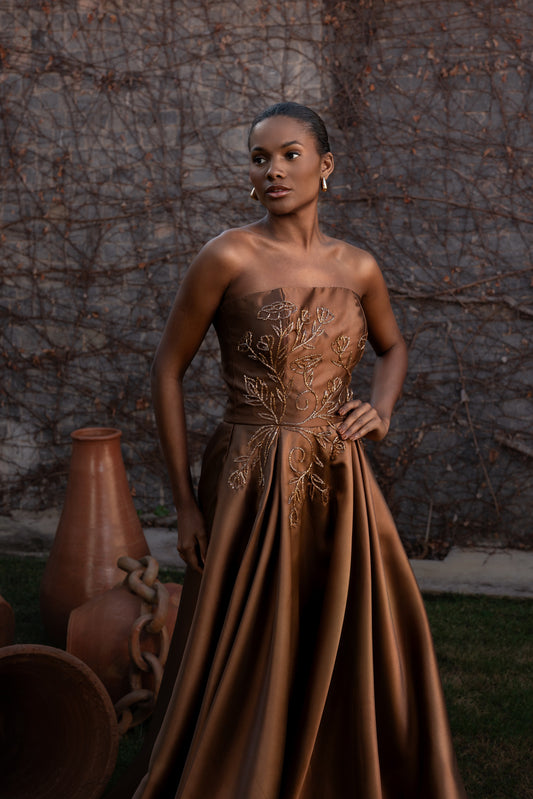 BERGERAC DRESS - Mocha Mousse