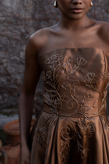 BERGERAC DRESS - Mocha Mousse