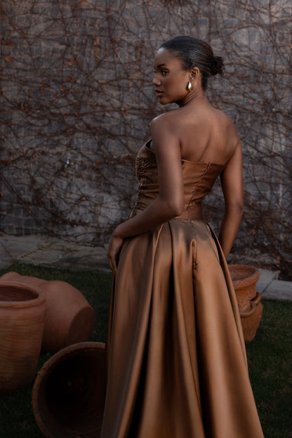 BERGERAC DRESS - Mocha Mousse
