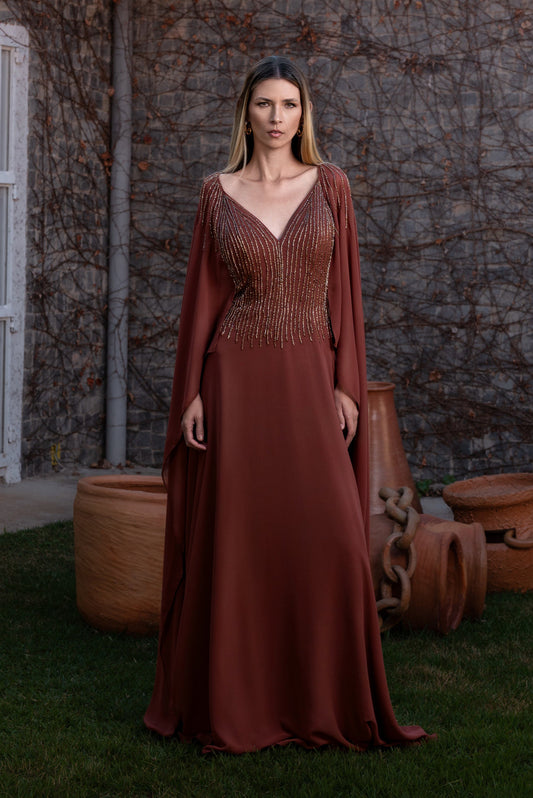 ANTIBES DRESS - Mocha Mousse