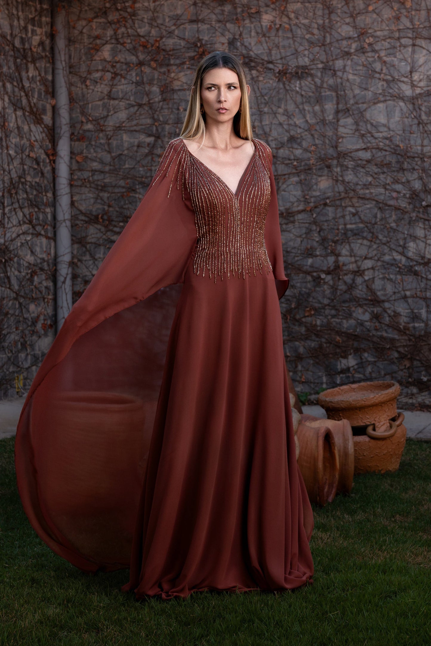 ANTIBES DRESS - Mocha Mousse