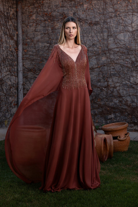 ANTIBES DRESS - Mocha Mousse