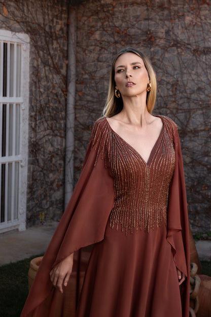 ANTIBES DRESS - Mocha Mousse