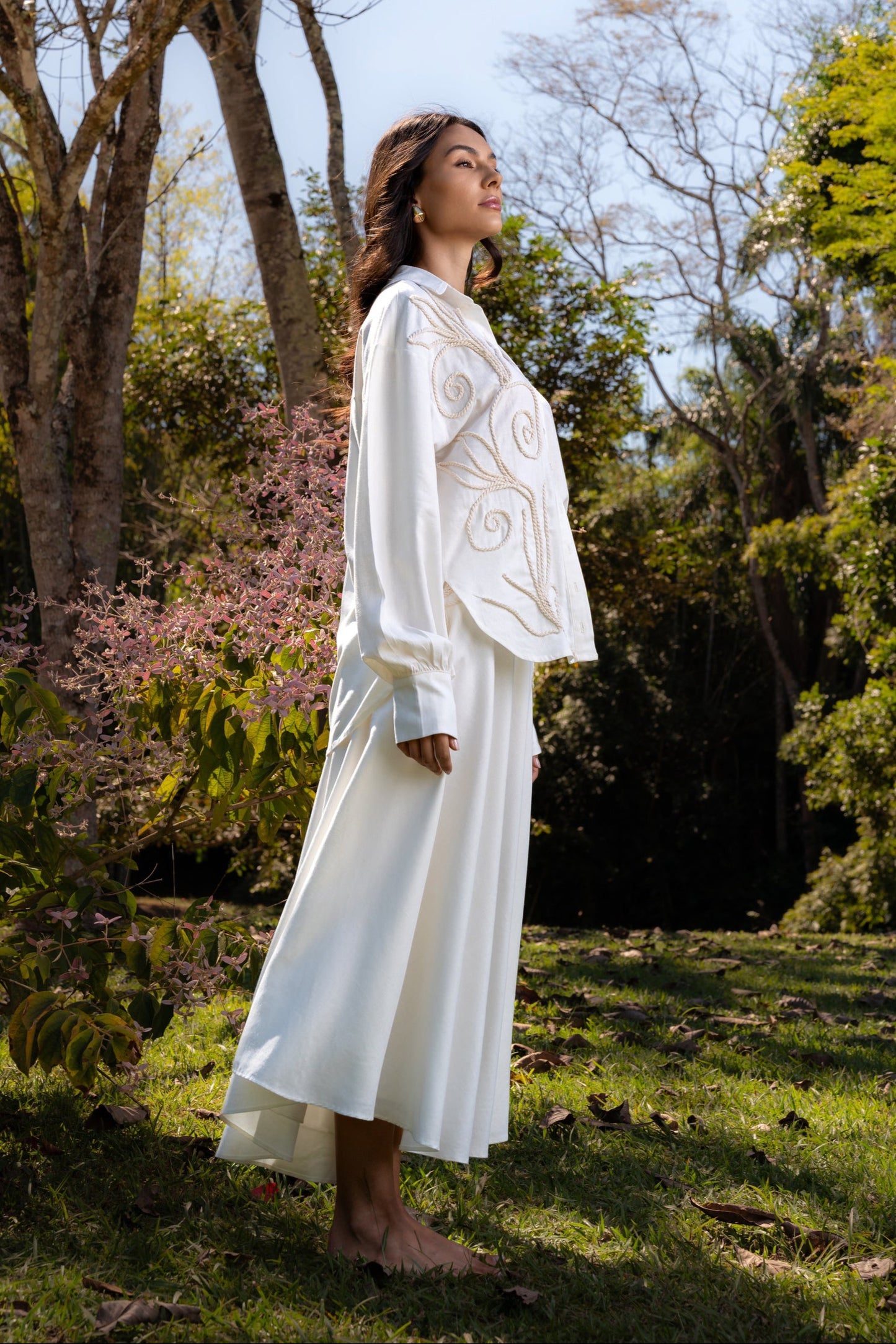 CAMBURI LINEN SHIRT WITH HANDMADE CORD - Off White