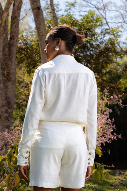 PARATY LINEN TUNIC WITH HANDMADE CORD - White