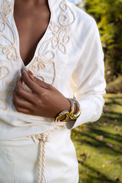 PARATY LINEN TUNIC WITH HANDMADE CORD - White