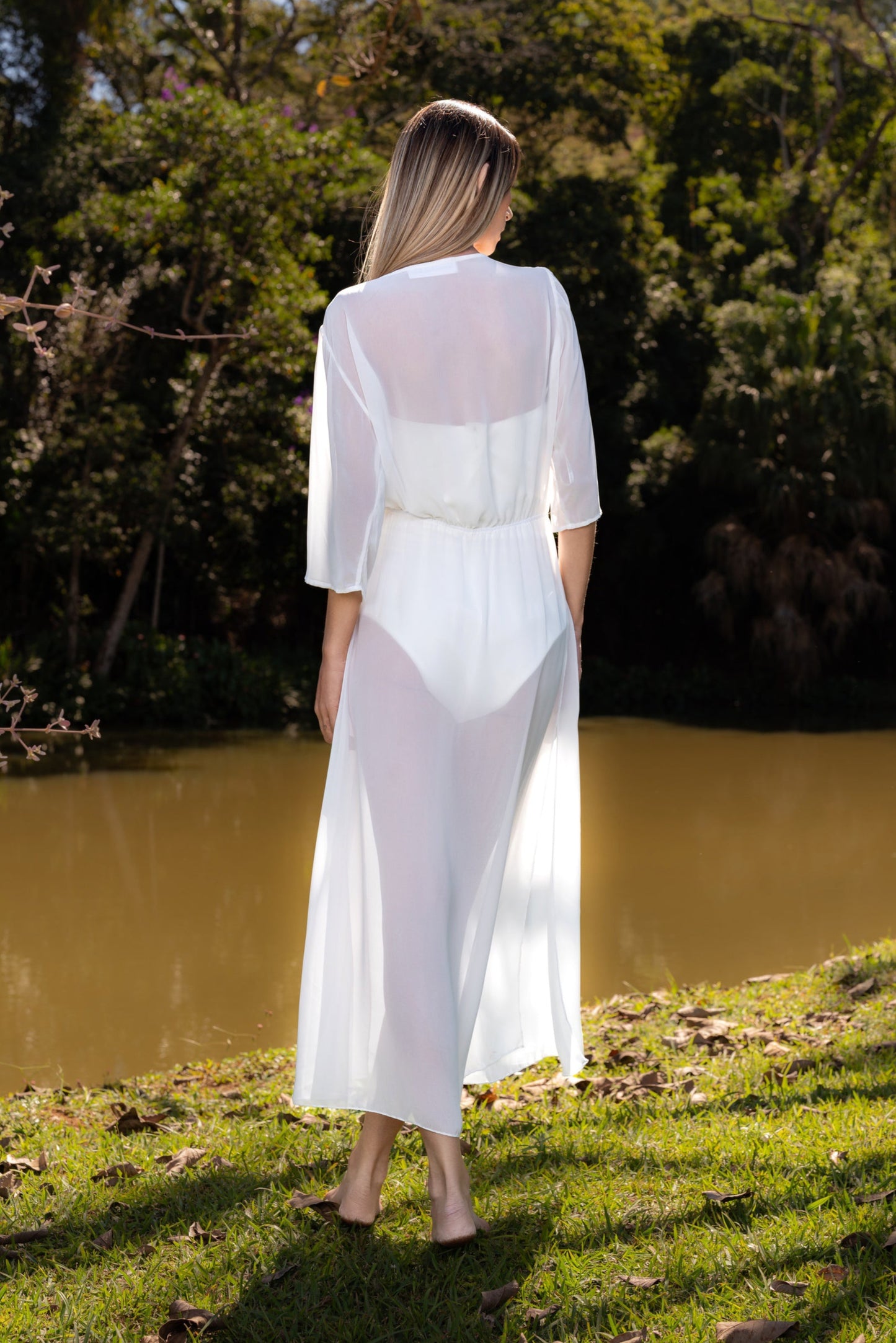 ITACARÉ CHIFFON KAFTAN - White