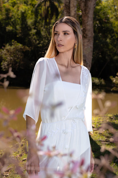 ITACARÉ CHIFFON KAFTAN - White