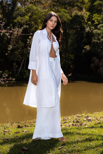 VITÓRIA LINEN PALAZZO PANTS - White
