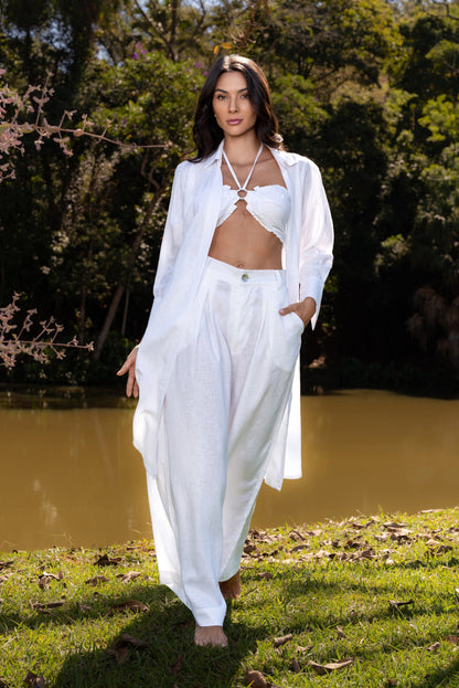 VITÓRIA LINEN PALAZZO PANTS - White