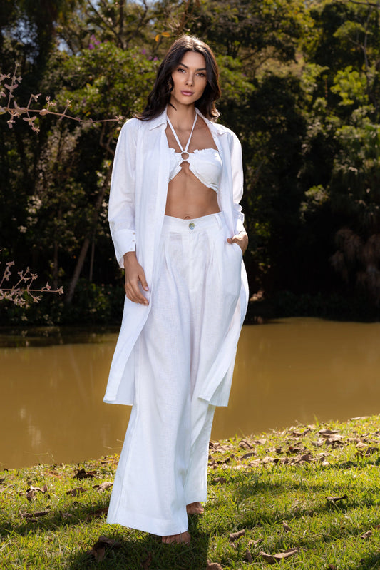 VITÓRIA LINEN PALAZZO PANTS - White