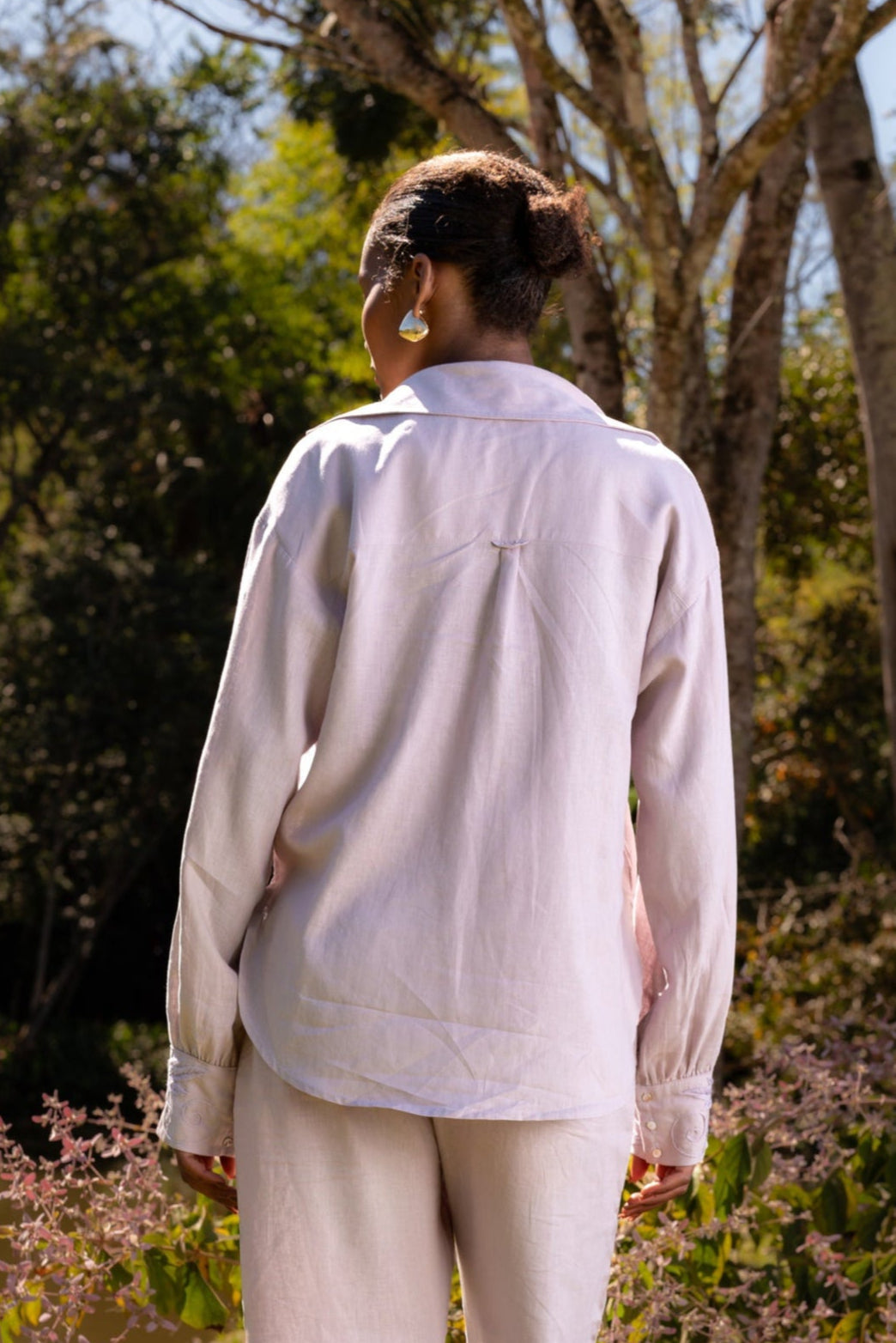 INHOTIM HAND-EMBROIDERED LINEN SHIRT - Rose Mauve
