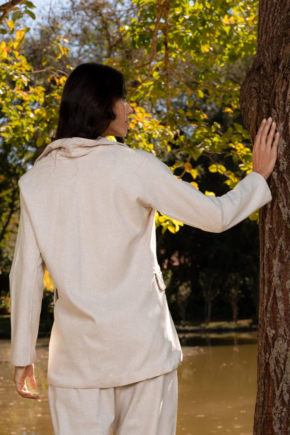 BRASÍLIA LINEN BLAZER WITH HANDMADE CORD - Off White