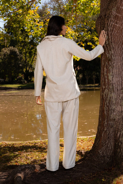 BRASÍLIA LINEN PANTS WITH HANDMADE CORD - Off White