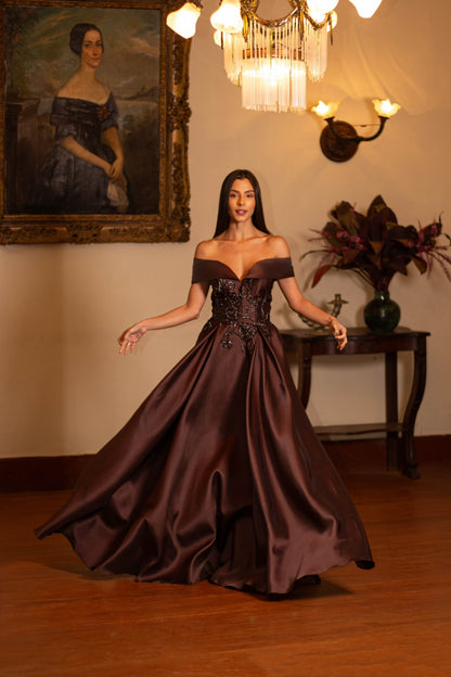 NARBONNE DRESS - Mocha Mousse