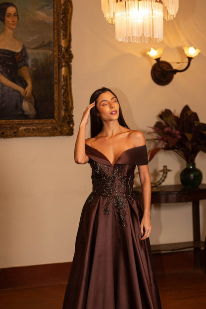 NARBONNE DRESS - Mocha Mousse