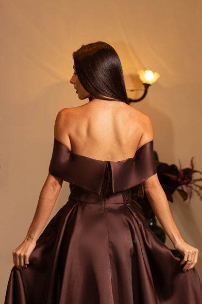 NARBONNE DRESS - Mocha Mousse