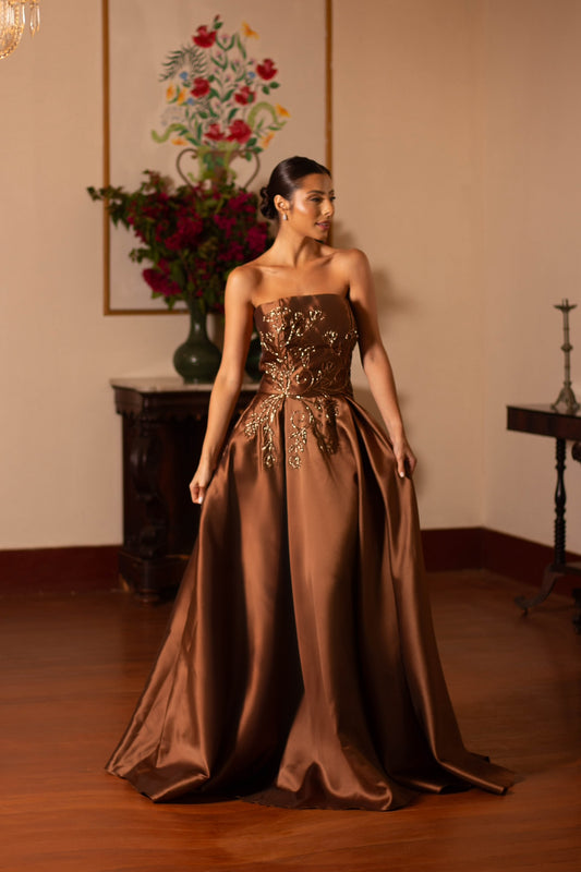 BERGERAC DRESS - Mocha Mousse