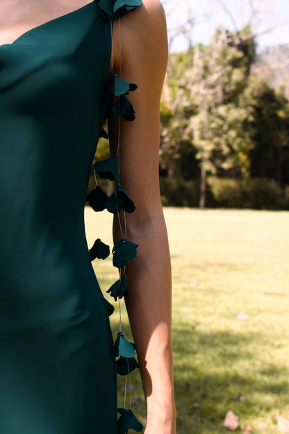 ITAPUÃ MAXI DRESS WITH FLORAL - Emerald Green