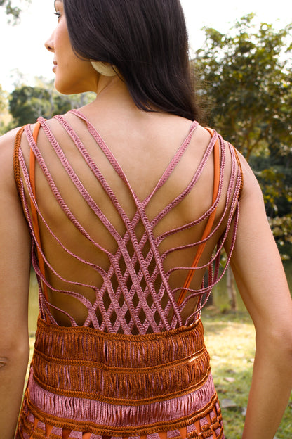 ARAGUAIA CROCHET MIDI DRESS - Rose and Caramel